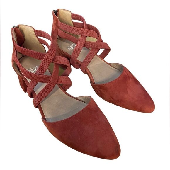 Eileen Fisher Juku Pump Suede Cayenne Size 8 - Picture 5 of 10